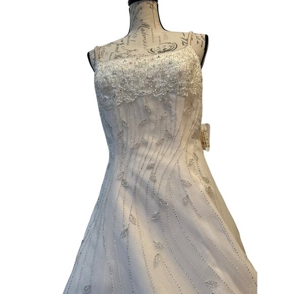 NWT Mon Cheri Blush Wedding Dress Beaded Embellished Bodice/skirt Sz 8 - Picture 4 of 16